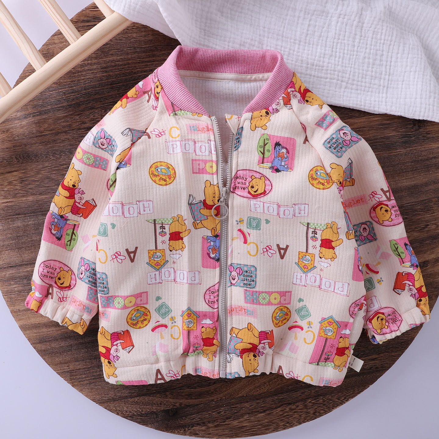 女童卡通印花外套春秋季薄款夹克粉色百搭短款上衣儿童立领宽松,童装/婴儿装/亲子装,夹克/皮衣,淘宝优惠券,粉丝福利购,淘宝优惠卷