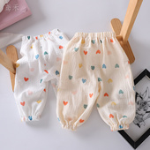 子宝宝夏季 防蚊裤 长裤 纯棉纱薄款 小童宽松空调大PP裤 婴儿春夏裤