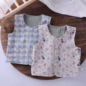 婴幼儿春秋季 马甲中小童卡通纯棉马夹儿童坎肩棉背心宝宝碎花衣服