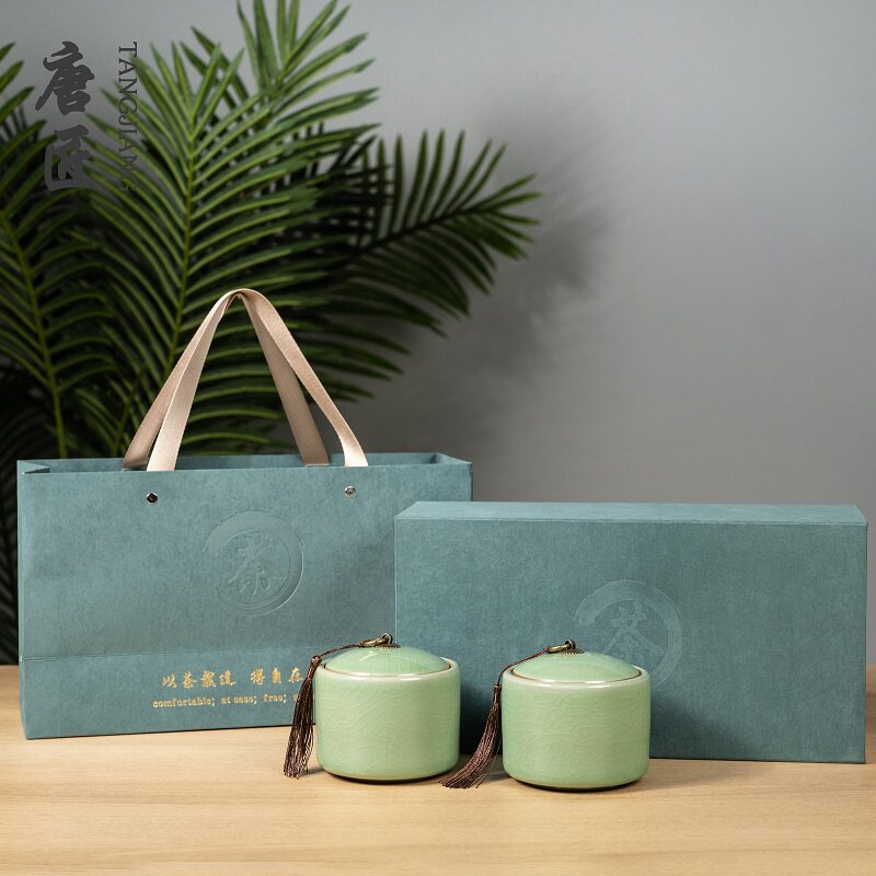 唐匠青瓷龙泉中式青瓷密封茶叶罐