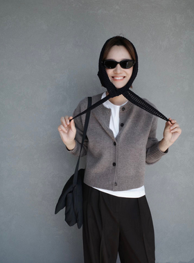 原 C家休闲版型圆领美利奴羊毛针织开衫灰色2025秋装新品