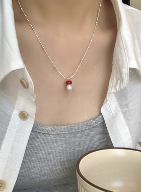韩系ins风小个子通勤百搭天然珍珠吊坠女锁骨链2025新款学生项链