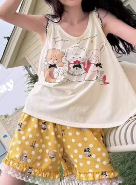 小猫蕾丝睡衣女日系剪标拆标款