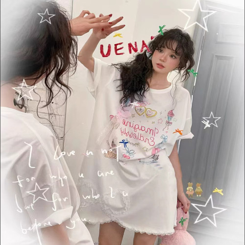 甜美日式花园蕾丝少女可爱短袖