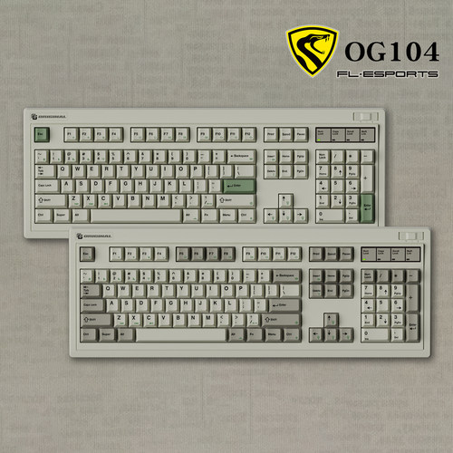 腹灵OG104三模无线蓝牙有线机械键盘复古风游戏办公热插拔静音键