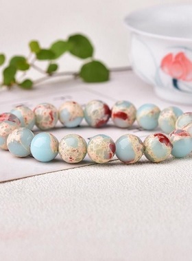 天然寿山石手链女单圈手串男多圈手链嫩绿文艺情人节七夕礼物复古