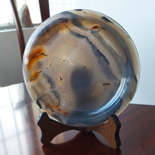 沛孚天然玛瑙玉髓盘子摆件