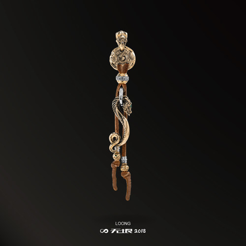 无垠925银18K金如意龙钩吊坠