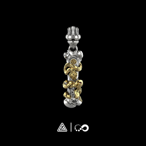 无垠联名断骨巨蛇吊坠925银18K金