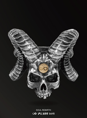 WUYIIN无垠925银18K金骷髅戒指