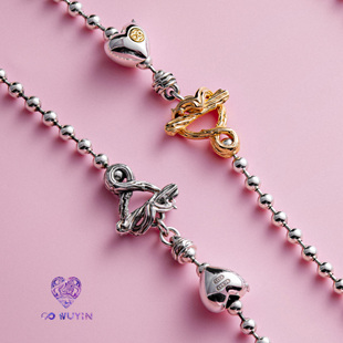WUYIN无垠 藤蛇系列七夕限定—绕蔓锁心项链 925银18K金 七夕礼物