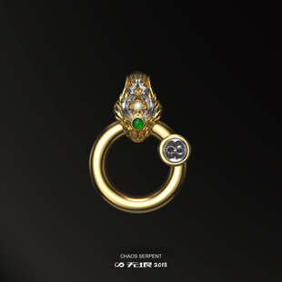 WUYIN无垠 混沌巨蛇.项链配扣 新品 925银18K金加宝石 个性百搭