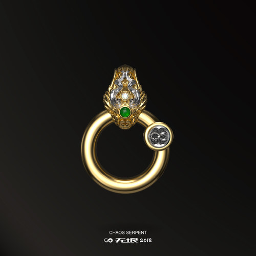 无垠混沌巨蛇.项链配扣925银18K