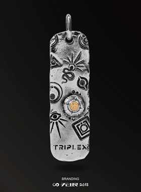 无垠925银18k金原创烙印护身吊坠