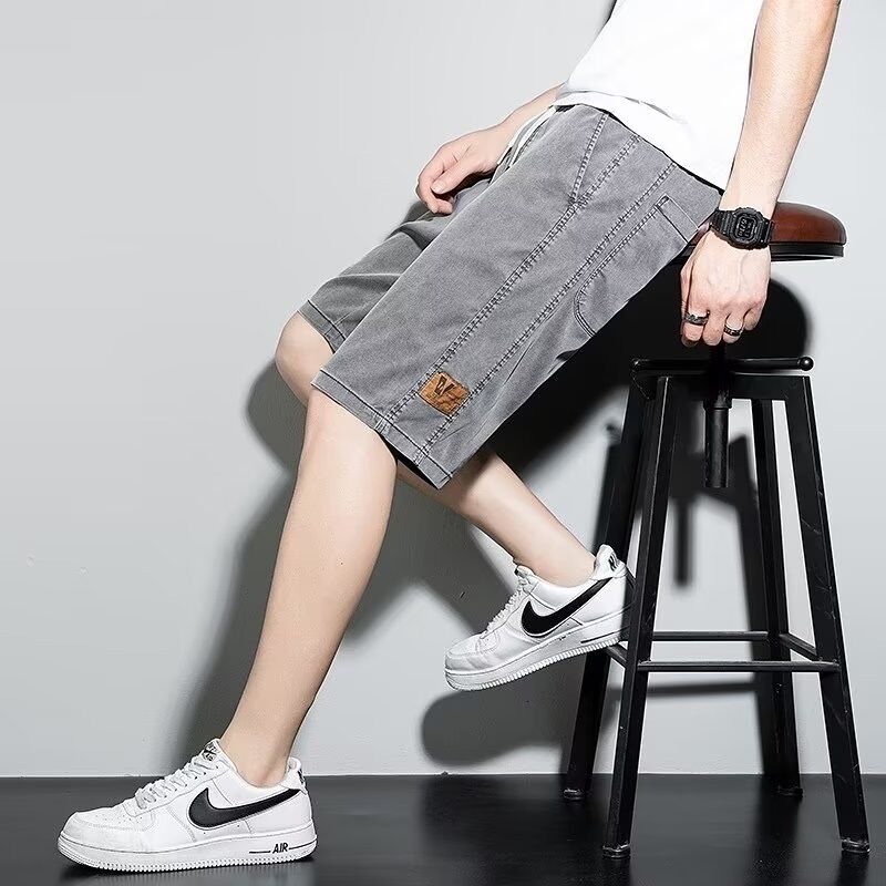 拼牌男装牛仔短裤男夏季时尚冰氧吧清凉舒适弹力五分中裤男装裤子
