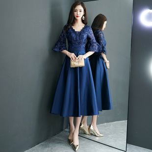 高端晚礼服裙女气质高级感小个子喜婆婆婚宴妈妈装高贵年轻洋气冬