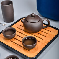 Purple clay Gongfu tea set, one pot, four cups, travel tea set, portable bag, tea brewing set, outdoor car express passenger cup thumbnail 6