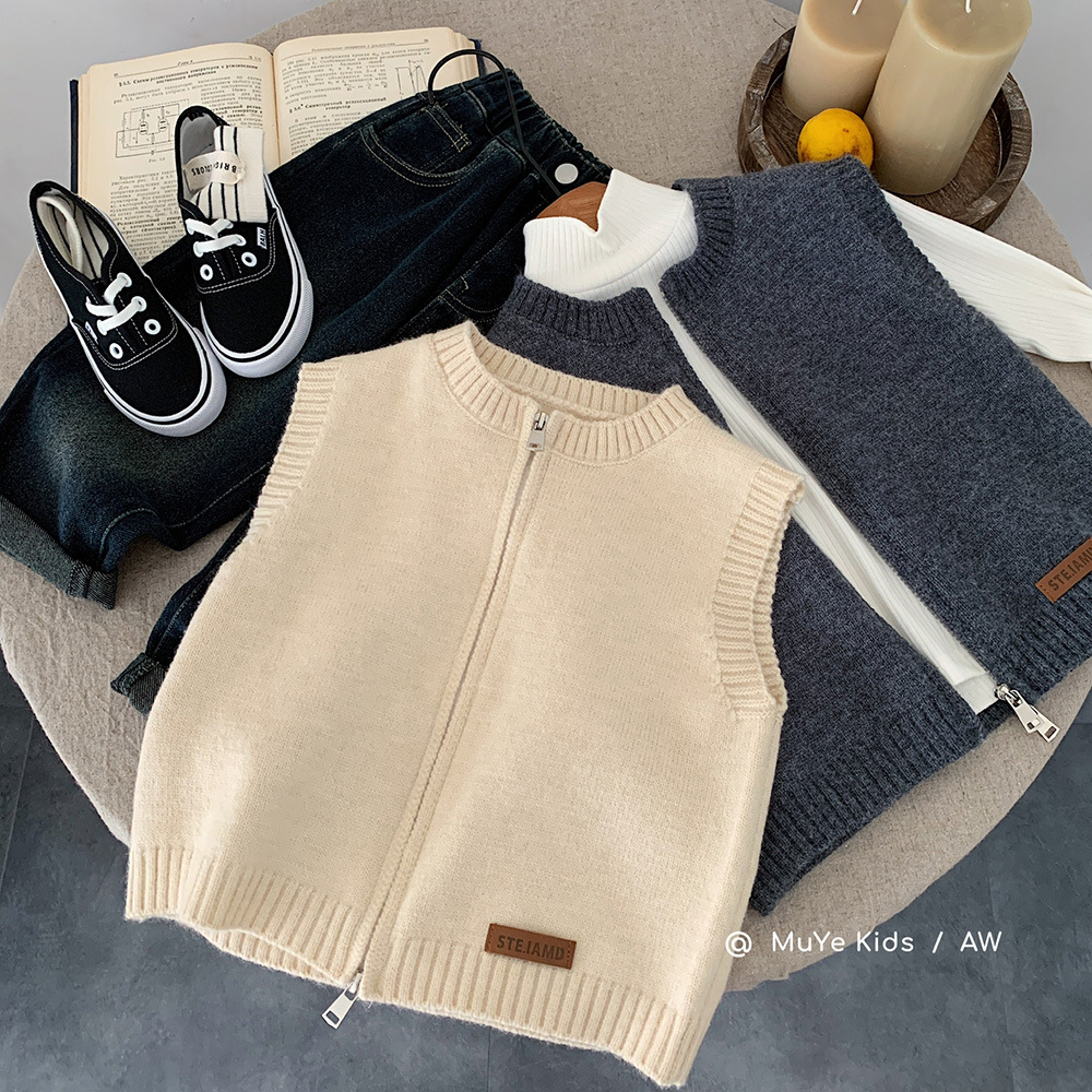 木野秋季毛衣湖州织里童装男女童韩版针织马甲开衫洋气儿童服饰潮