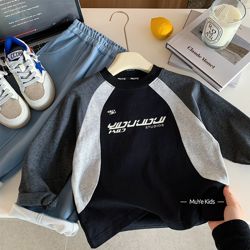 木野儿童春季打底衫湖州织里童装男童韩版百搭长袖t宝宝纯棉上衣