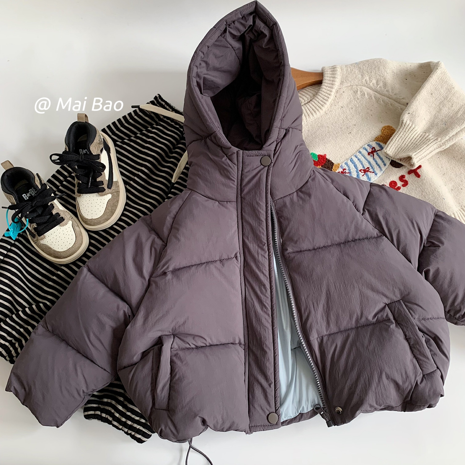 麦宝儿童棉服2025冬季连帽面包服男女童加厚外套中小童插肩袖棉衣