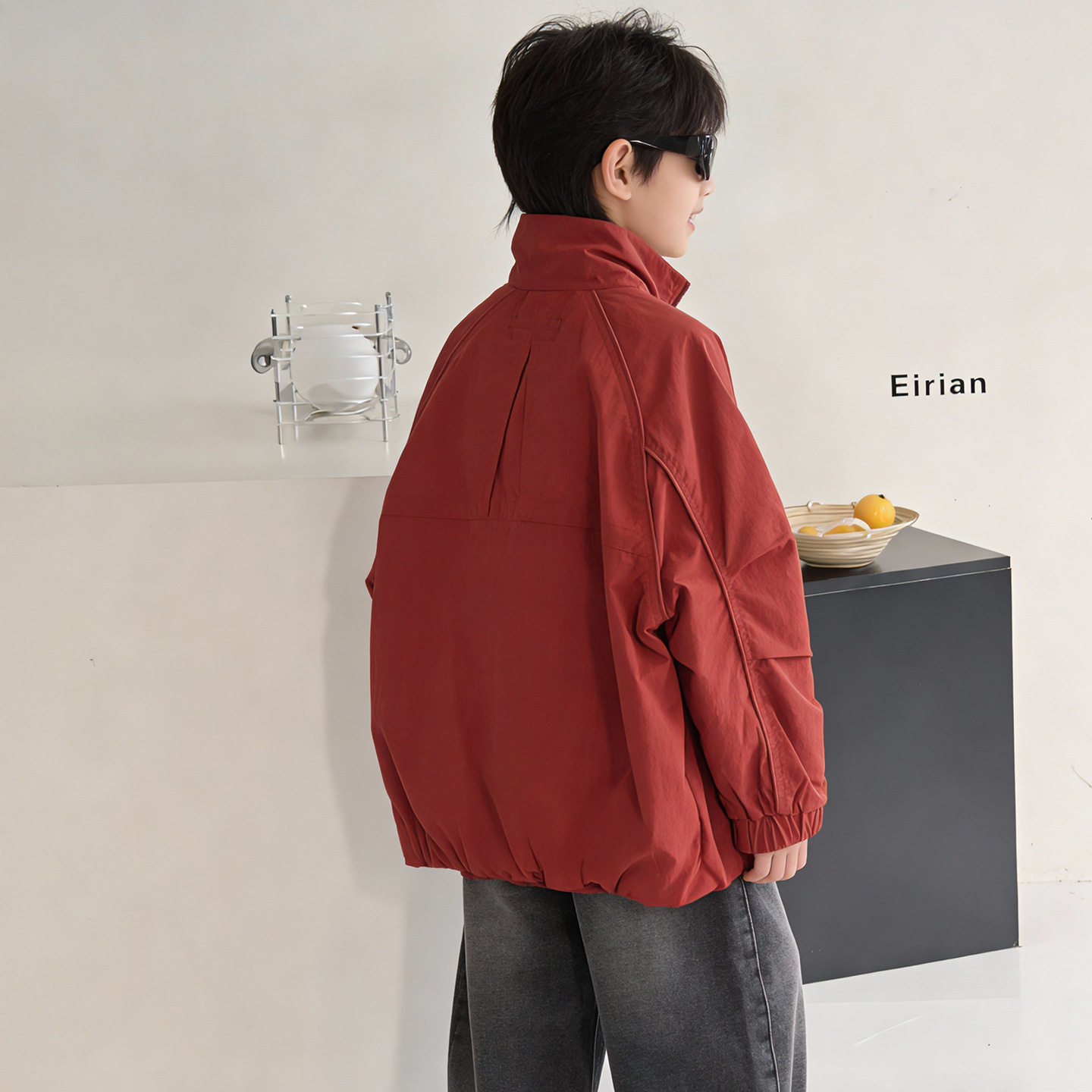 棉小铺男童冲锋衣儿童春季韩版2026新款红色刺绣潮范运动童装外套