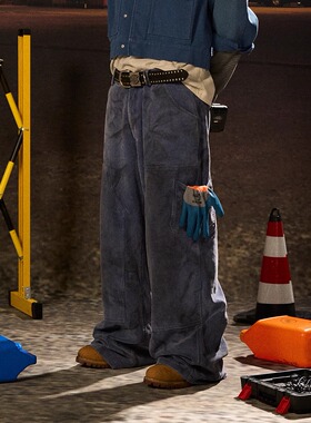 AGRYPNIA 25FW水洗做旧脏染灯芯绒双膝伐木裤工装长裤