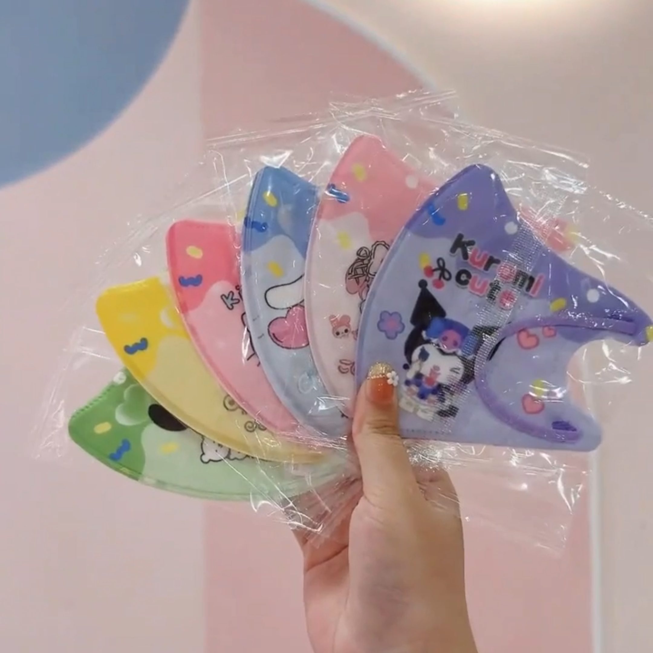 6-12岁学生专用口罩卡通款3D全包独立包装儿童防护罩