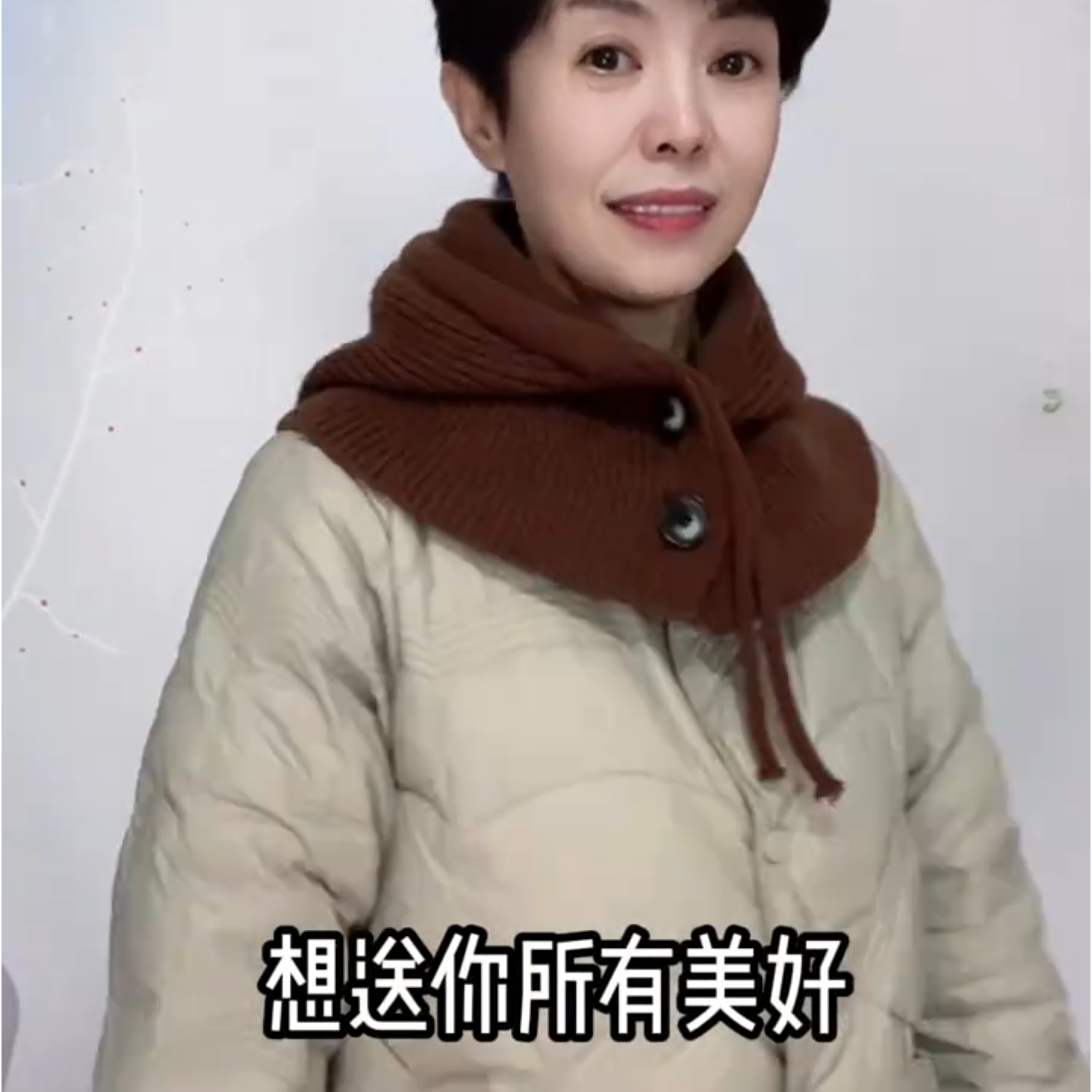 羽绒服帽子女冬季毛线针织帽围脖一体显脸小护耳保暖时尚帽饰