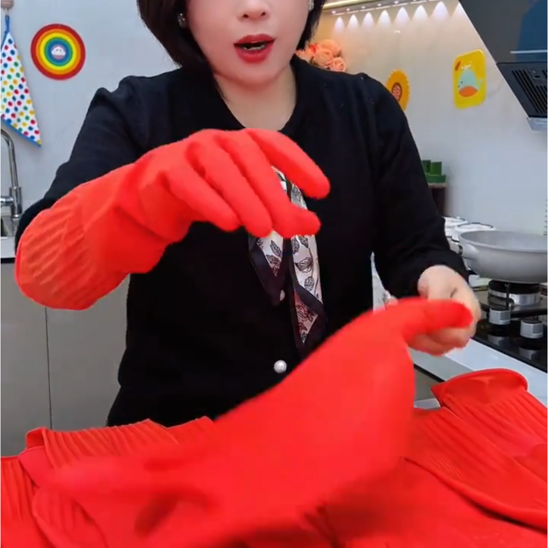 加长乳胶手套家用厨房洗碗橡胶耐用加绒加厚清洁洗衣牛筋胶皮