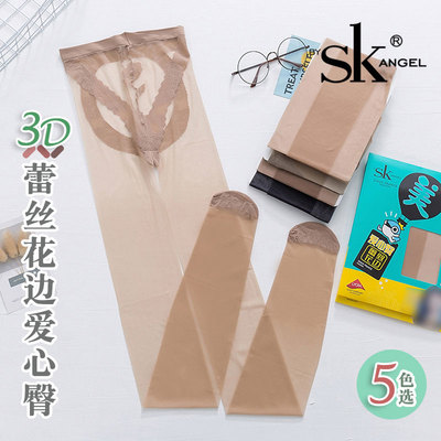 sk8870蕾丝花边爱心超薄连裤袜