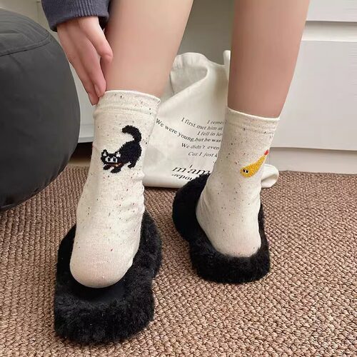 1pcs Funny Abstract 3D Cat Butt Mid-Tube Socks Cartoon Quirk
