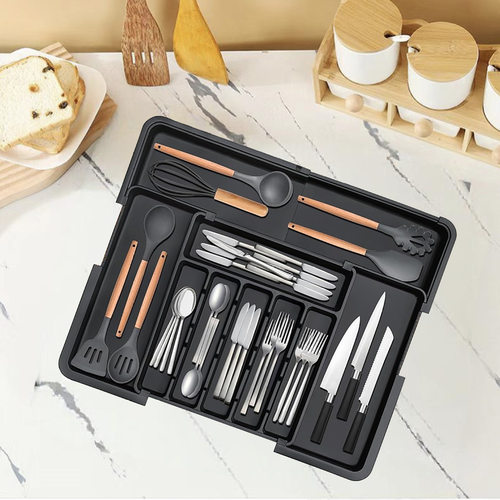 Cutlery Storage Tray Expandable Tableware Organizer Spoon Fo