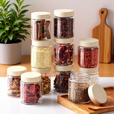 Spice Rack Organizer Glass Spice Jars Seasoning Bottles 24pc
