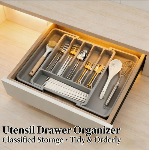 Cutlery Storage Tray Expandable Tableware Organizer Spoon Fo
