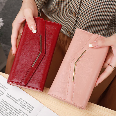 Fashion Women Wallets Brand Letter Long Tri-fold Wallet Purs