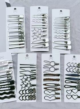 4/24Pcs Silver Y2k Hair Clips for Women Elegant Metal Duckbi