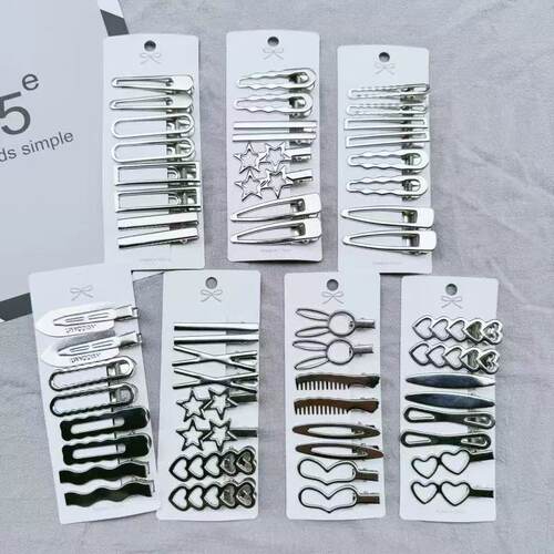 4/24Pcs Silver Y2k Hair Clips for Women Elegant Metal Duckbi