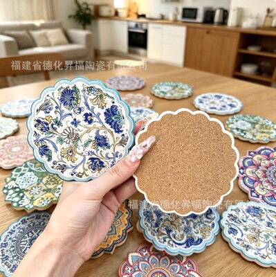 9Pcs 11cm Drink Coasters Absorbent Coasters for Drinks圆杯垫