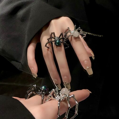 punk rock joint ring set black rings female 黑戒指女朋克摇滚