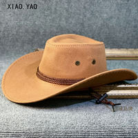 Solid-colored western cowboy hats for men and women, spring and summer travel and mountain climbing sun protection hats, grassland Tibetan wide-brimmed jazz hats thumbnail 4
