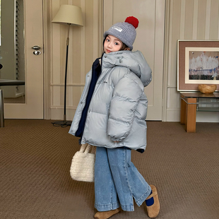 女童羽绒服2025新款冬装短款90绒三防男童宝宝加厚保暖两面穿外套