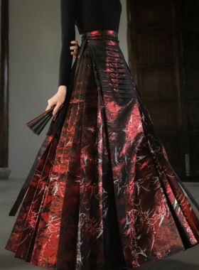 2025秋冬新款马面裙重工汉服国风半身裙刺绣高个子小个婚服新中式