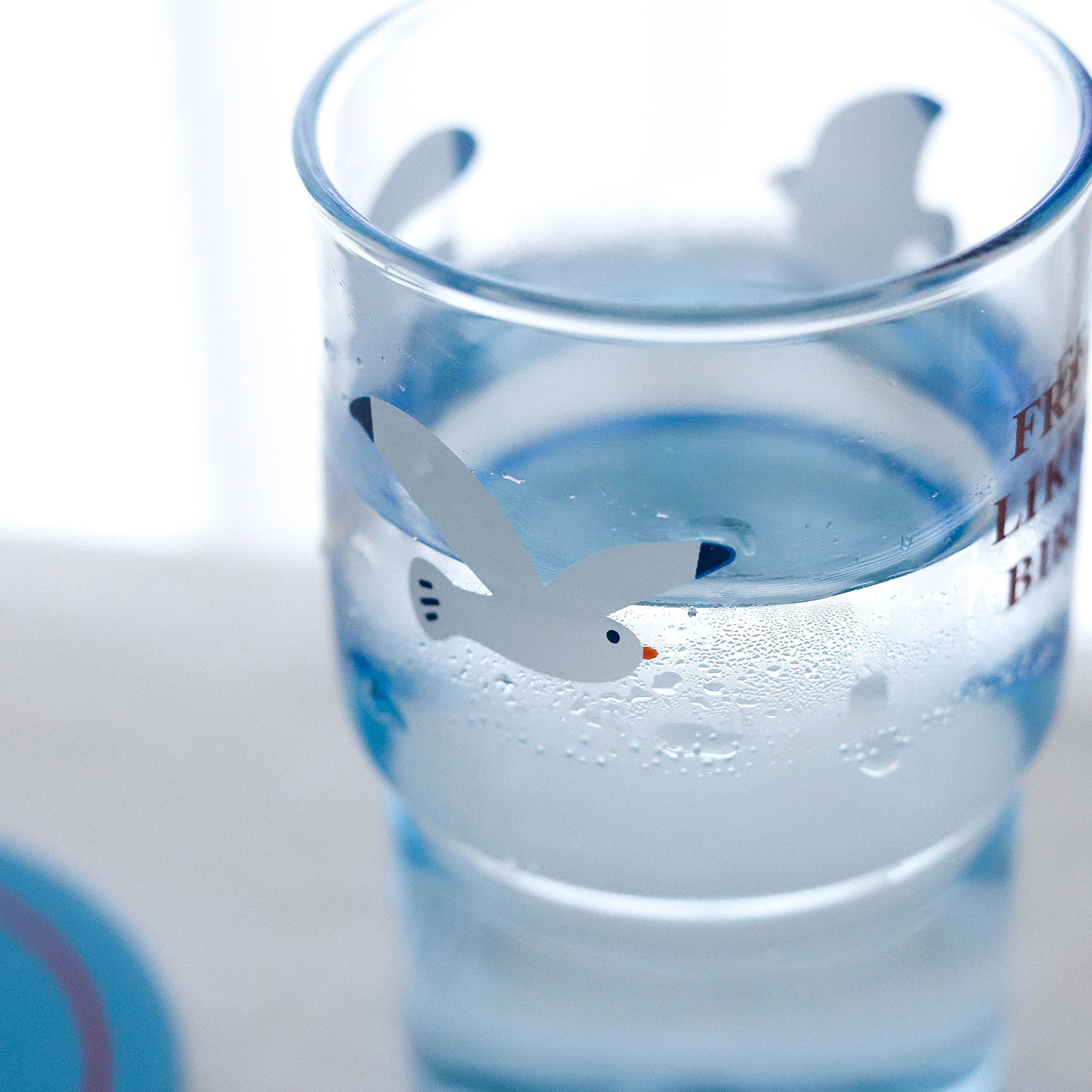 蔷薇海洋 像飞鸟一样自由水杯 蓝色海洋风玻璃杯文艺咖啡杯早餐杯