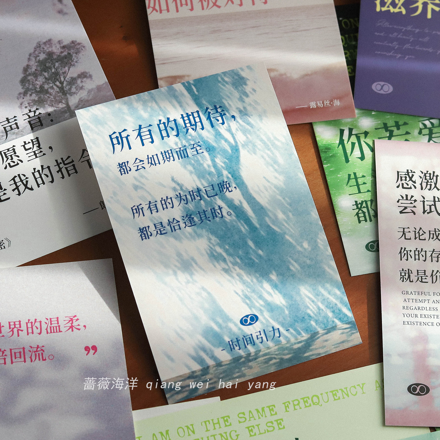 蔷薇海洋 我与万物同频明信片 文艺励志治愈文案卡片宿舍装饰墙贴