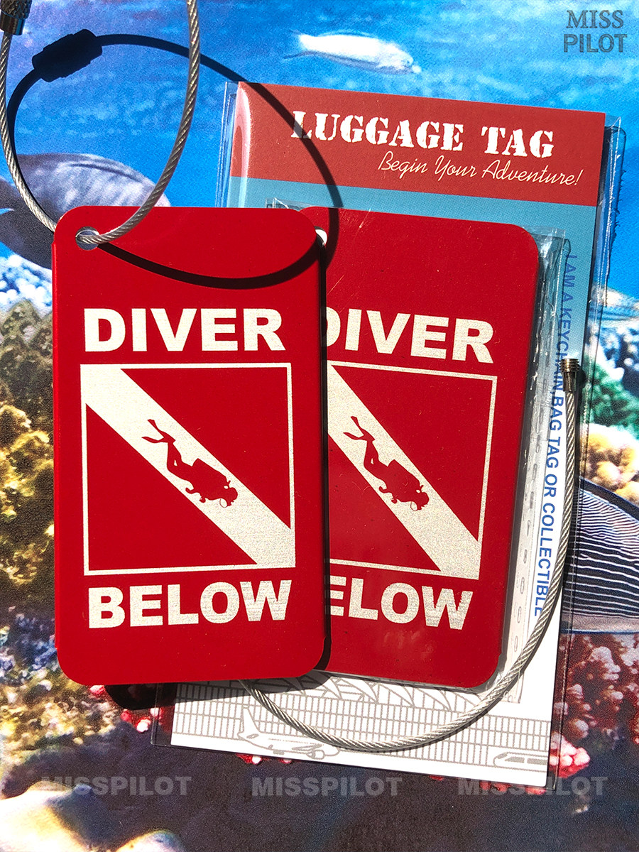 DIVER BELOW 다이버 수하물 태그 합금 여행 가방 펜던트 이름 인식 엘리베이터 열쇠 고리 선물