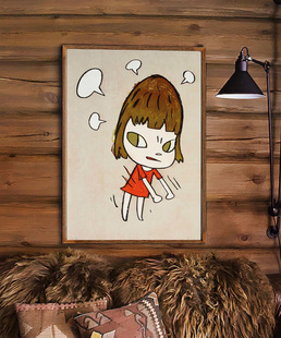 奈良美智日本插画日式海报装饰画框相框有框画挂画墙壁幼儿园学校