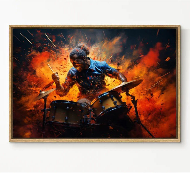 架子鼓爵士鼓音乐鼓手培训装饰画有框挂画墙壁现代简约鼓校打击乐