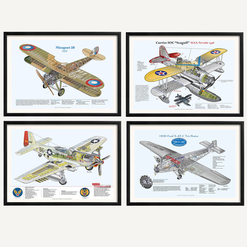 f-86战斗机二战复古怀旧欧美蓝图装饰画有框挂画墙壁海报飞机