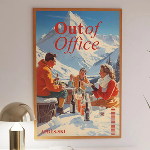 装饰画挂画墙壁体育运动健身房冬季运动滑雪单板滑雪场滑冰美式