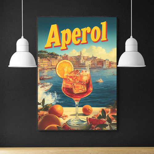 装饰画有框挂画墙壁画复古怀旧APEROL威士忌酒吧酒柜美式海报
